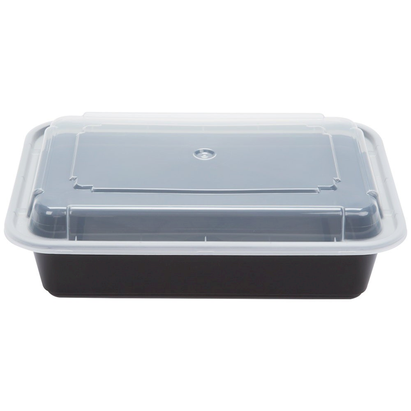 Picture of  38OZ BLACK RECTANGULAR CONTAINER WITH CLEAR LIDS 150 SETS
