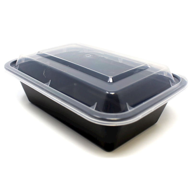 Picture of  24OZ BLACK RECTANGULAR CONTAINER WITH CLEAR LIDS 150 SETS